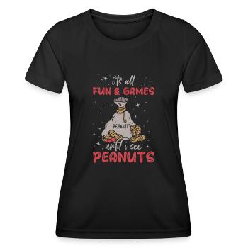 Tout est amusant et jeux jusqu’à ce que je cacahuètes - T-shirt sport Femme - noir - Devant - AI Model Female 172 light (172cm)