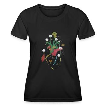 Anatomisches Herz und Blumen - Frauen Funktions-T-Shirt - Schwarz - Vorne - AI Model Female 172 light (172cm)