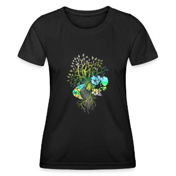 Anatomical Heart And Flowers - Women's Functional T-Shirt - black - Front - AI Model Female 172 light (172cm)