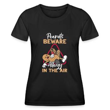 Erdnüsse Vorsicht Allergie In Der Luft - Frauen Funktions-T-Shirt - Schwarz - Vorne - AI Model Female 172 light (172cm)