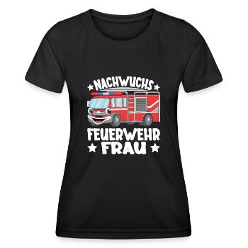 Kinder Mädchen Feuerwehr Nachwuchs Feuerwehrfrau - Frauen Funktions-T-Shirt - Schwarz - Vorne - AI Model Female 172 light (172cm)