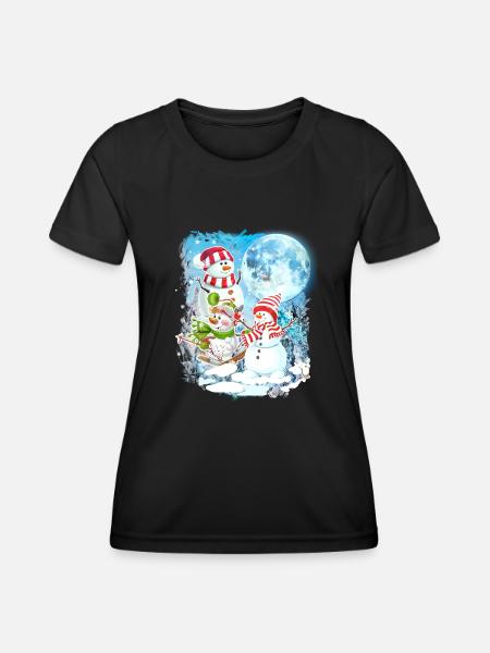 3 Moon Snowman Funny Christmas Season Cool Santa - Women's Functional T-Shirt - black