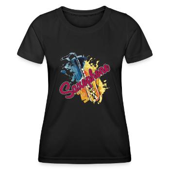 Saxophone Saxophone Watercolor - Women's Functional T-Shirt - black - Front - AI Model Female 172 light (172cm)