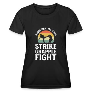 Arts martiaux mixtes Strike Grapple Fight MMA - T-shirt sport Femme - noir - Devant - AI Model Female 172 light (172cm)