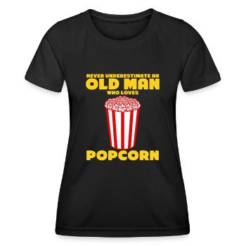 Old Man with Popcorn - Women's Functional T-Shirt - black - Front - AI Model Female 172 light (172cm)
