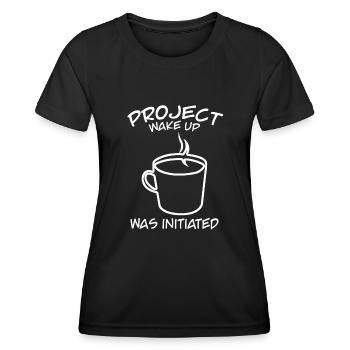 Café Bureau Matin grouch Réveil - T-shirt sport Femme - noir - Devant - AI Model Female 172 light (172cm)