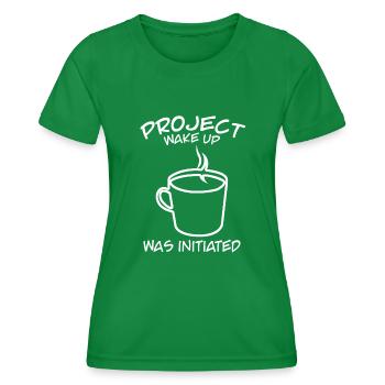 Café Bureau Matin grouch Réveil - T-shirt sport Femme - vert - Devant - AI Model Female 172 dark (172cm)