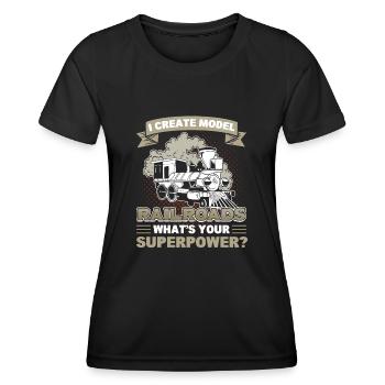 Chemin de fer Fan Train Chemin de fer - T-shirt sport Femme - noir - Devant - AI Model Female 172 light (172cm)