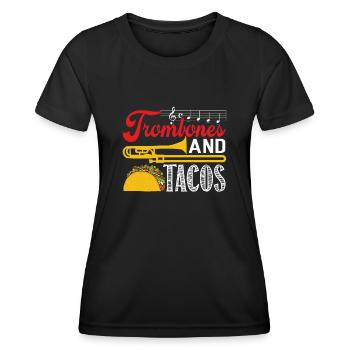 Trombone Trombones and Tacos - Women's Functional T-Shirt - black - Front - AI Model Female 172 light (172cm)