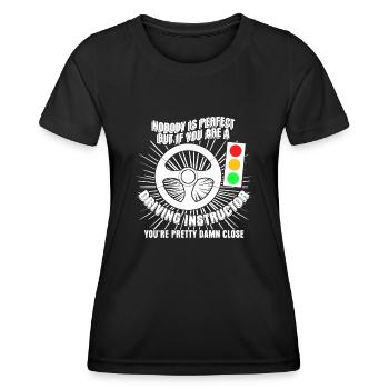 Fahrlehrer Spruch Witz Fahrschule - Frauen Funktions-T-Shirt - Schwarz - Vorne - AI Model Female 172 light (172cm)