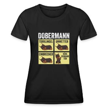 Hund Doberman - Frauen Funktions-T-Shirt - Schwarz - Vorne - AI Model Female 172 light (172cm)