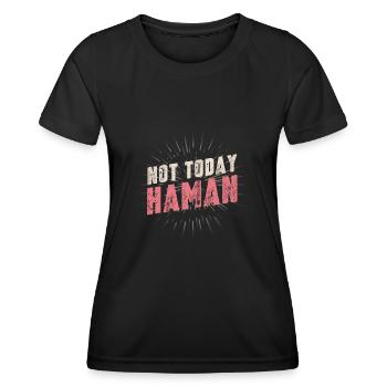 Pas aujourd’hui Haman Pourim Judaïsme - T-shirt sport Femme - noir - Devant - AI Model Female 172 light (172cm)