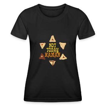 Pas aujourd’hui Haman Pourim Judaïsme - T-shirt sport Femme - noir - Devant - AI Model Female 172 light (172cm)