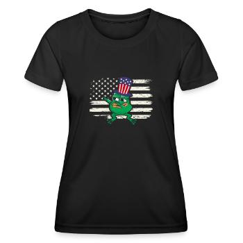 Dab Frog July 4 patriotic USA America - Women's Functional T-Shirt - black - Front - AI Model Female 172 light (172cm)