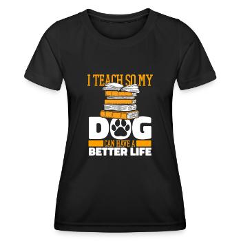 Professeur Chien Pédagogue - T-shirt sport Femme - noir - Devant - AI Model Female 172 light (172cm)