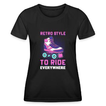 Roller Skating Roller Derby Roller Skating Sports - T-shirt sport Femme - noir - Devant - AI Model Female 172 light (172cm)
