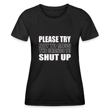 Drôle agacé en disant Sarcastique - T-shirt sport Femme - noir - Devant - AI Model Female 172 light (172cm)