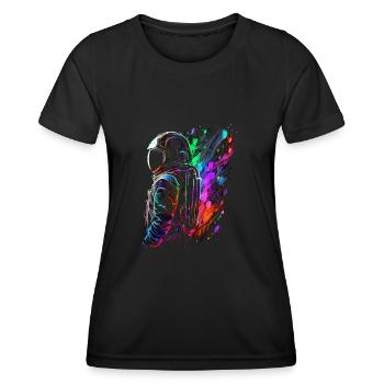 Outer Space Splash Art Coloré Fun Spaceman - T-shirt sport Femme - noir - Devant - AI Model Female 172 light (172cm)