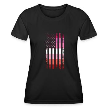 Cadeau du drapeau de la fierté lesbienne lesbienne - T-shirt sport Femme - noir - Devant - AI Model Female 172 light (172cm)