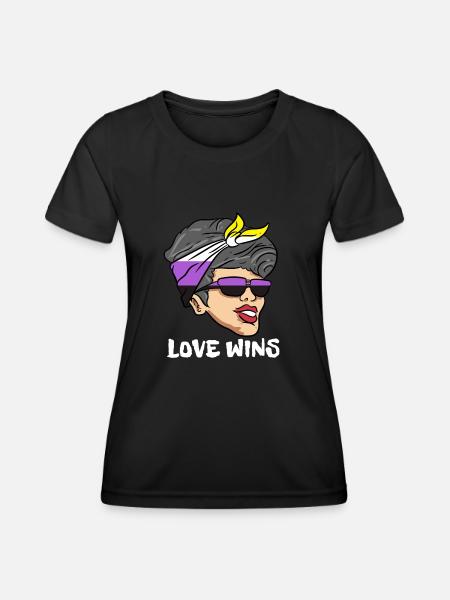 Non Binary Gender Flagge Geschenk - Frauen Funktions-T-Shirt - Schwarz