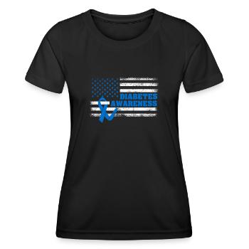 Typ 1 Diabetes Awareness American US Flag Blue - Frauen Funktions-T-Shirt - Schwarz - Vorne - AI Model Female 172 light (172cm)
