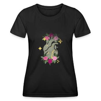 Anatomical Heart And Flowers - Women's Functional T-Shirt - black - Front - AI Model Female 172 light (172cm)