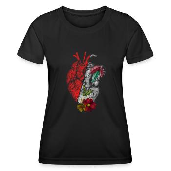 Anatomical Heart And Flowers - Women's Functional T-Shirt - black - Front - AI Model Female 172 light (172cm)