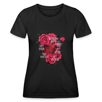 Anatomisches Herz und Blumen - Frauen Funktions-T-Shirt - Schwarz - Vorne - AI Model Female 172 light (172cm)