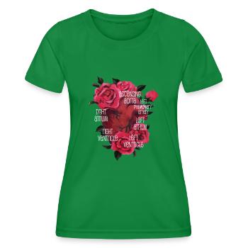 Anatomisches Herz und Blumen - Frauen Funktions-T-Shirt - Kelly Green - Vorne - AI Model Female 172 dark (172cm)