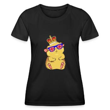 Hamster Reine Elizabeth II Couronne britannique - T-shirt sport Femme - noir - Devant - AI Model Female 172 light (172cm)