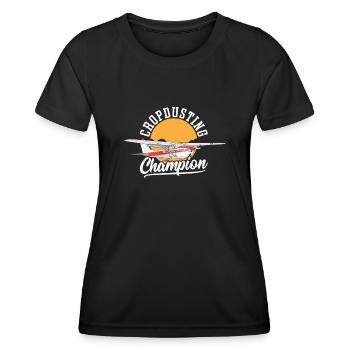 Cropdusting Champion Crop Duster Crop Dusting - Frauen Funktions-T-Shirt - Schwarz - Vorne - AI Model Female 172 light (172cm)