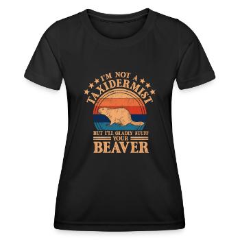 Je ne suis pas taxidermiste, je me ferai un plaisir de bourrer les castors - T-shirt sport Femme - noir - Devant - AI Model Female 172 light (172cm)