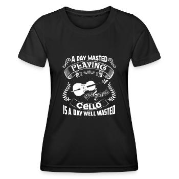 Cello A Day Playing Cello - Women's Functional T-Shirt - black - Front - AI Model Female 172 light (172cm)