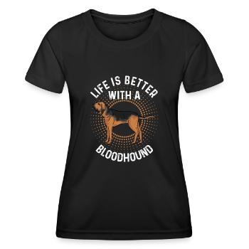 Bloodhound Hund Bluthund - Frauen Funktions-T-Shirt - Schwarz - Vorne - AI Model Female 172 light (172cm)