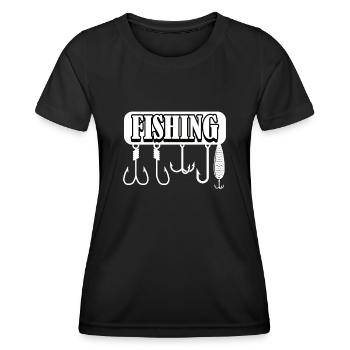 Drôle de pêcheur à la ligne - T-shirt sport Femme - noir - Devant - AI Model Female 172 light (172cm)