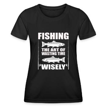 Funny angler fisherman - Women's Functional T-Shirt - black - Front - AI Model Female 172 light (172cm)
