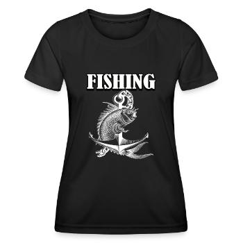 Drôle de pêcheur à la ligne - T-shirt sport Femme - noir - Devant - AI Model Female 172 light (172cm)