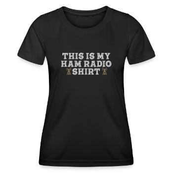 Ceci est mon radio amateur - T-shirt sport Femme - noir - Devant - AI Model Female 172 light (172cm)