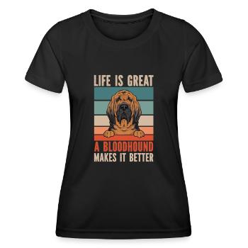 Bloodhound Hund Bluthund - Frauen Funktions-T-Shirt - Schwarz - Vorne - AI Model Female 172 light (172cm)