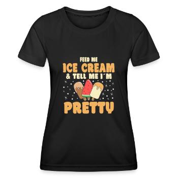 Nourrissez-moi de crème glacée et dites-moi dans un joli dessert - T-shirt sport Femme - noir - Devant - AI Model Female 172 light (172cm)