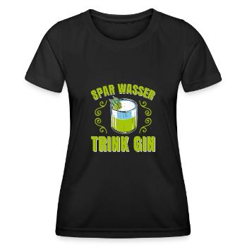 Gin Cocktail Spar Wasser trink Gin - Frauen Funktions-T-Shirt - Schwarz - Vorne - AI Model Female 172 light (172cm)