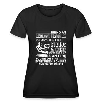 English Teacher English Teacher Is Easy - Women's Functional T-Shirt - black - Front - AI Model Female 172 light (172cm)