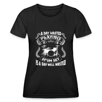 Drum Set A Day Playing Drum Set - Women's Functional T-Shirt - black - Front - AI Model Female 172 light (172cm)