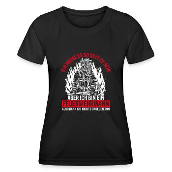 Feuerwehrmann Feuer Firefighter Freiwillige Feuerw - Frauen Funktions-T-Shirt - Schwarz - Vorne - AI Model Female 172 light (172cm)