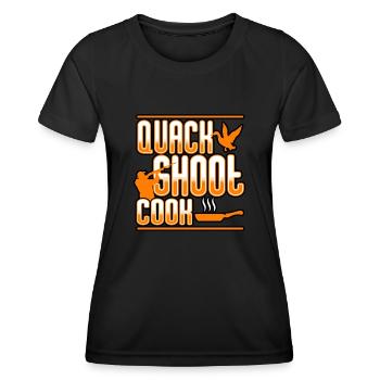 Duck Hunting - Quack Shoot Cook - Women's Functional T-Shirt - black - Front - AI Model Female 172 light (172cm)