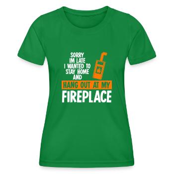Kamin Spruch Ofen Kaminofen Brennholz - Frauen Funktions-T-Shirt - Kelly Green - Vorne - AI Model Female 172 dark (172cm)