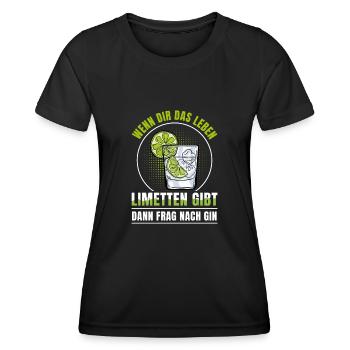 Gin wenn dir das Leben Limetten dann frag nach Gin - Frauen Funktions-T-Shirt - Schwarz - Vorne - AI Model Female 172 light (172cm)