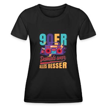 90er 90s Retro Damals war alles besser - Frauen Funktions-T-Shirt - Schwarz - Vorne - AI Model Female 172 light (172cm)