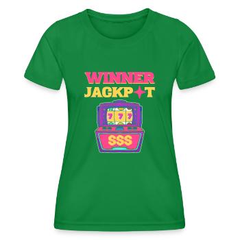 Winner Jackpot Lucky Slot Machine - Women's Functional T-Shirt - kelly green - Front - AI Model Female 172 dark (172cm)