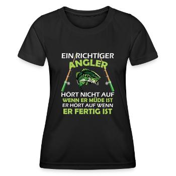 LUSTIGES ANGLER DESIGN I ANGELN I FISCHER I FISCH - Frauen Funktions-T-Shirt - Schwarz - Vorne - AI Model Female 172 light (172cm)